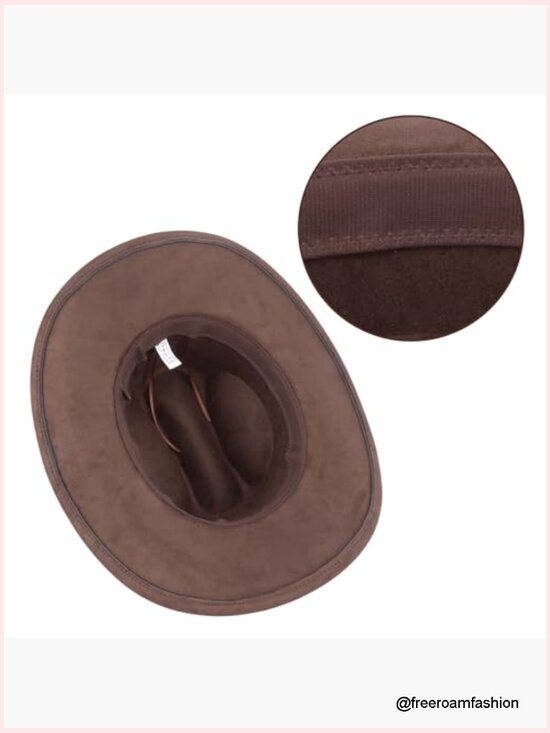 Cowboy Hat with Shapeable Brim, Unisex, 3 Decorative Buckles main image 6